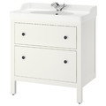 HEMNES / RÄTTVIKEN Wash-stand with 2 drawers, white, Runskär tap, 82x49x89 cm