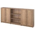 BILLY / OXBERG Bookcase combination with doors, oak effect, 240x30x106 cm