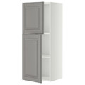 METOD Wall cabinet with shelves/2 doors, white/Bodbyn grey, 40x100 cm