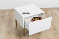 Nightstand Bedside Table Nicole Set of 2, gold legs, matt white