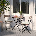 TÄRNÖ Table, outdoor, black acacia, steel grey-brown stained light brown stained, 55x54 cm