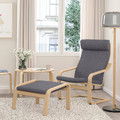 POÄNG Armchair, white stained oak veneer/Skiftebo dark grey