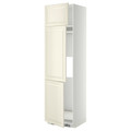 METOD High cab f fridge/freezer w 3 doors, white/Bodbyn off-white, 60x60x220 cm