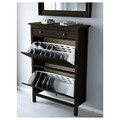 HEMNES Shoe cabinet with 2 compartments, black-brown, 89x127 cm