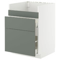 METOD / MAXIMERA Base cb f HAVSEN snk/3 frnts/2 drws, white/Nickebo matt grey-green, 60x60 cm