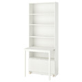 BILLY Bookcase with desk and drawer, white, 80x202 cm