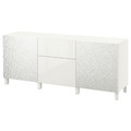 BESTÅ Storage combination with drawers, Laxviken white/Selsviken high-gloss/white, 180x40x74 cm