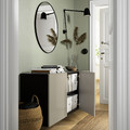 BESTÅ Wall-mounted cabinet combination, black-brown/Selsviken high-gloss/beige, 180x42x64 cm