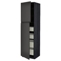 METOD / MAXIMERA Hi cab w 2 doors/4 drawers, black/Upplöv matt anthracite, 60x60x220 cm