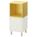 EKET Cabinet combination with legs, white pale yellow/wood, 35x35x80 cm