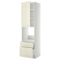 METOD / MAXIMERA Hi cab f ov w dr/2 frnt/1 m/1 h drw, white/Bodbyn off-white, 60x60x220 cm