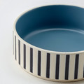 UTSÅDD Pet bowl, stripe pattern black-blue/grey-blue, 11 cm