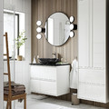 ÄNGSJÖN / OXMYREN Wash-stnd w drawers/wash-basin/tap, high-gloss white/black marble effect, 82x49x77 cm