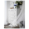 HEMNES Chest of 6 drawers, white stain, 108x131 cm