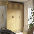 PAX / TONSTAD Wardrobe combination, grey-beige/oak veneer, 150x60x236 cm