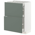 METOD / MAXIMERA Base cab with 2 fronts/3 drawers, white/Bodarp grey-green, 60x37 cm