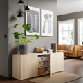 BESTÅ Storage combination with doors, white stained oak effect, Lappviken white stained oak effect, 180x42x65 cm