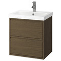 ÄNGSJÖN / ORRSJÖN Wash-stnd w drawers/wash-basin/tap, brown oak effect, 62x49x69 cm