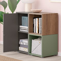 EKET Cabinet combination with feet, dark grey/walnut effect grey-green, 70x35x72 cm
