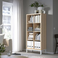 KALLAX Shelving unit with underframe, white stained oak effect/white, 77x164 cm