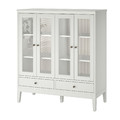 IDANÄS Cabinet with bi-folded glass doors, white, 121x50x135 cm