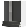 METOD / MAXIMERA Wall cabinet w 2 doors/2 drawers, white/Nickebo matt anthracite, 80x100 cm