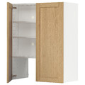 METOD Wall cb f extr hood w shlf/door, white/Forsbacka oak, 80x100 cm