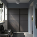 SKYTTA / BOAXEL Reach-in wardrobe with sliding door, black double sided/Mehamn dark grey, 177x65x205 cm