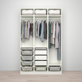 PAX / FARDAL Wardrobe combination, white, high-gloss light grey, 150x60x236 cm