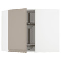 METOD Corner wall cabinet with carousel, white/Upplöv matt dark beige, 68x60 cm