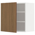 METOD Wall cabinet with shelves, white/Tistorp brown walnut effect, 60x60 cm