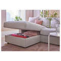 VIMLE 3-seat sofa-bed with chaise longue, with wide armrests/Gunnared beige