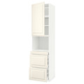 METOD / MAXIMERA Hi cab f micro combi w door/3 drwrs, white/Bodbyn off-white, 60x60x240 cm