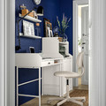 HAUGA/BLECKBERGET Desk and storage combination, and swivel chair white/beige