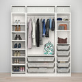 PAX / REINSVOLL Wardrobe combination, white, grey-beige, 200x60x236 cm