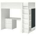 SMÅSTAD Loft bed, white blackboard surface/with desk with 4 drawers, 90x200 cm