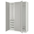 PAX / FARDAL Wardrobe combination, white, high-gloss light grey, 150x60x236 cm