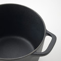 VARDAGEN Pot with lid, enamelled cast iron matt/black, 5 l