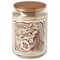 GLANSLIND Scented cndl in glass w lid/2 wicks, smoky vanilla/light beige, 100 hr