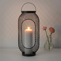 TOPPIG Lantern for block candle, black, 49 cm