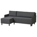 BRUKSVARA 3-seat sofa-bed with chaise longue, with chaise longue grey