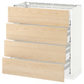 METOD / MAXIMERA Base cab 4 frnts/4 drawers, white, Askersund light ash effect, 80x37 cm