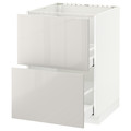 METOD/MAXIMERA Base cab f sink+2 fronts/2 drawers, white, Ringhult light grey, 60x60 cm