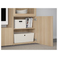 BESTÅ TV storage combination/glass doors, white stained oak effect/Lappviken white stained oak eff clear glass, 240x42x129 cm