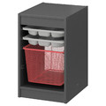 TROFAST Storage combination with box/trays, grey grey/light red, 34x44x56 cm