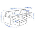 KIVIK 3-seat sofa with chaise longue, Kelinge grey-turquoise