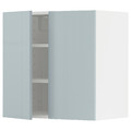 METOD Wall cabinet with shelves/2 doors, white/Kallarp light grey-blue, 60x60 cm