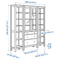 HEMNES Storage combination w doors/drawers, white stained, clear glass, 188x197 cm