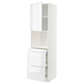 METOD / MAXIMERA Hi cab f micro combi w door/3 drwrs, white/Voxtorp high-gloss/white, 60x60x220 cm