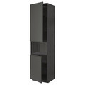 METOD High cab f micro w 2 doors/shelves, black/Voxtorp dark grey, 60x60x240 cm